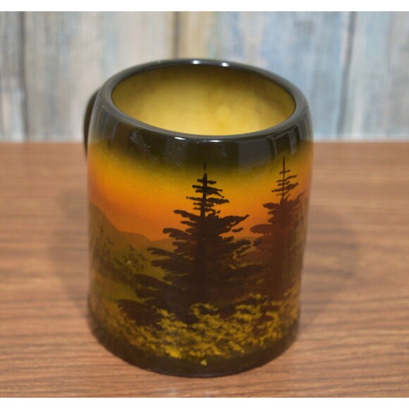 Hand Painted Black Forest Mug Schramberg Germany Pottery Alpine Chalet Drip SMF - Picture 8 of 12